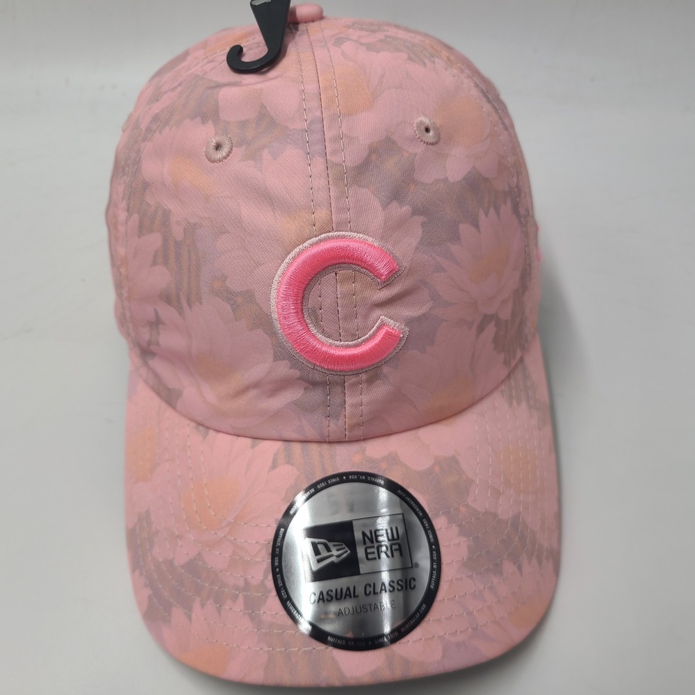 Women Chicago Cubs Hat Strapback New Era Pink Yellow Floral MLB Casual Classic